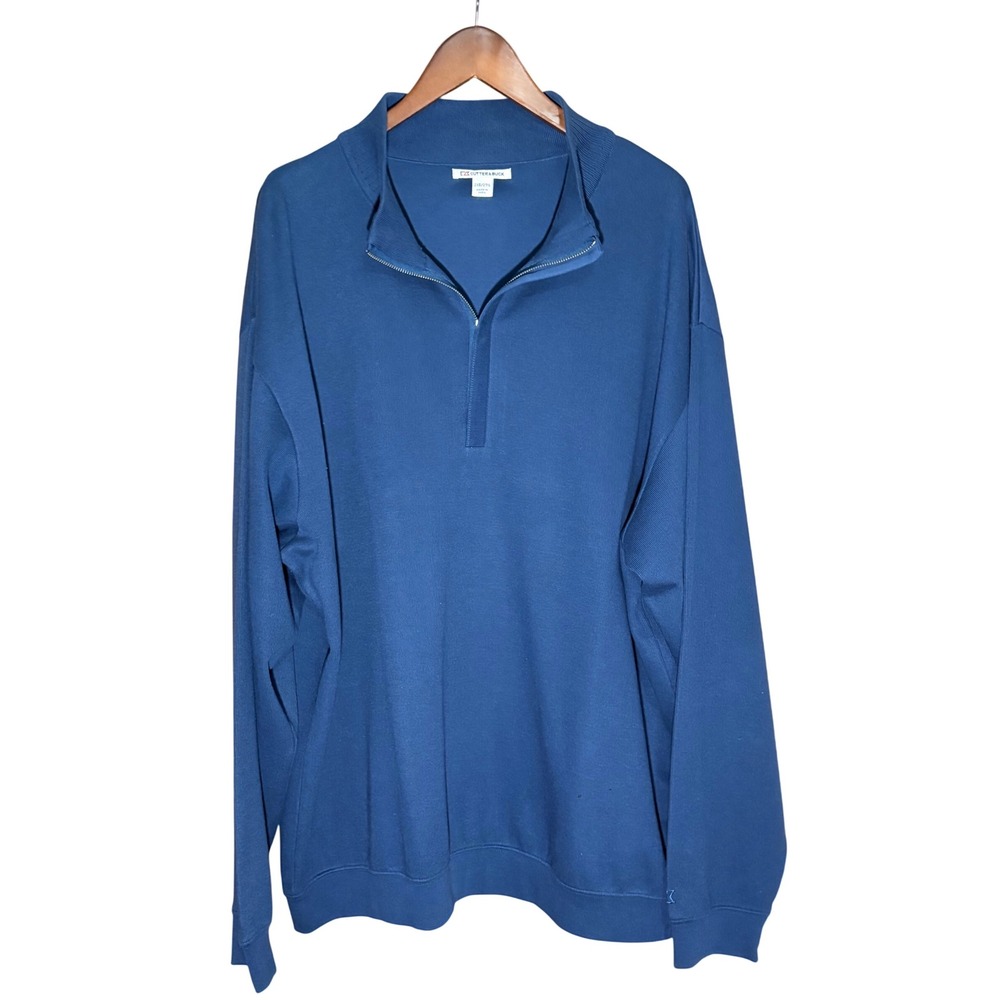 Cutter & Buck Men's 2XBB 2XTB Blue‎ 100% Supima Cotton 1/4 Zip Pullover Sweater